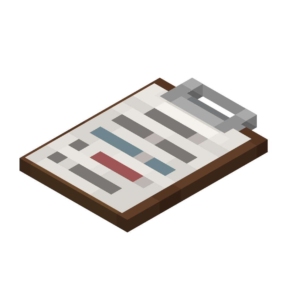деревянный планшет с бумагами, wooden tablet with papers — предмет ресурспака minecraft специально для сервера foxward