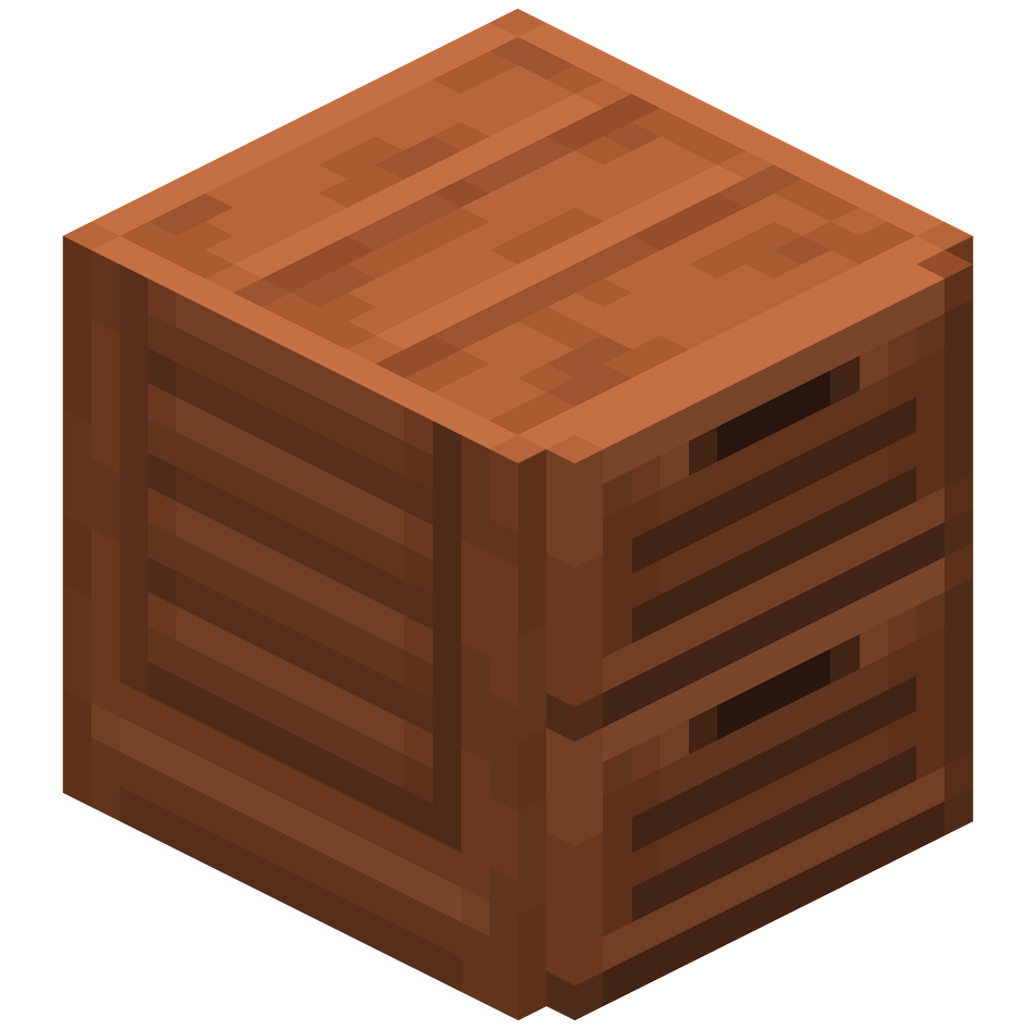 акациевый шкаф с 2 ящиками, acacia 2 drawers cabinet — предмет ресурспака minecraft специально для сервера foxward