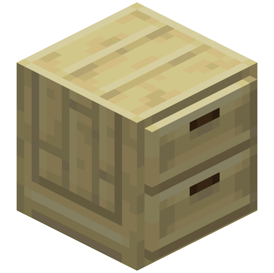 березовый шкаф с 2 ящиками, birch 2 drawers cabinet — предмет ресурспака minecraft специально для сервера foxward