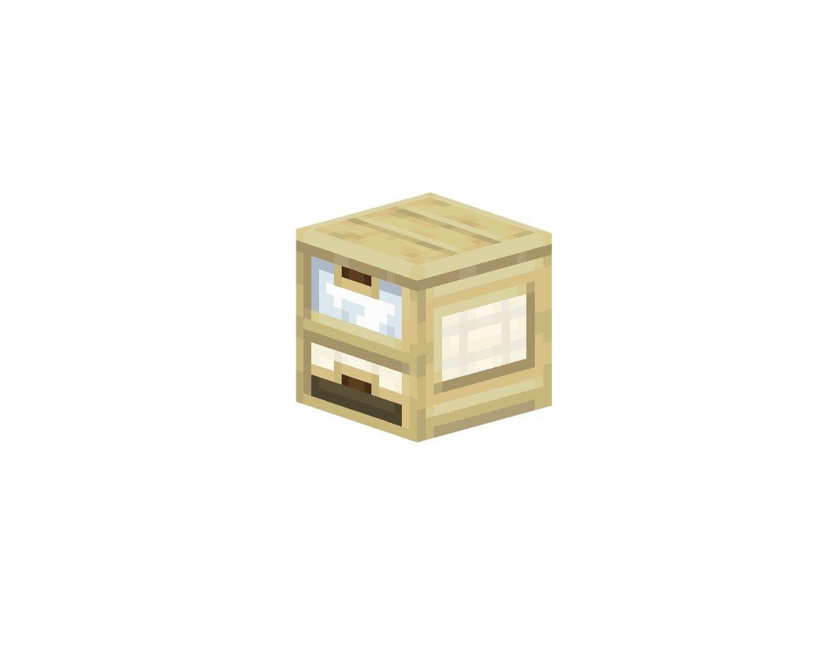 верхний березовый шкаф с 2 ящиками — предмет ресурспака minecraft специально для сервера foxward