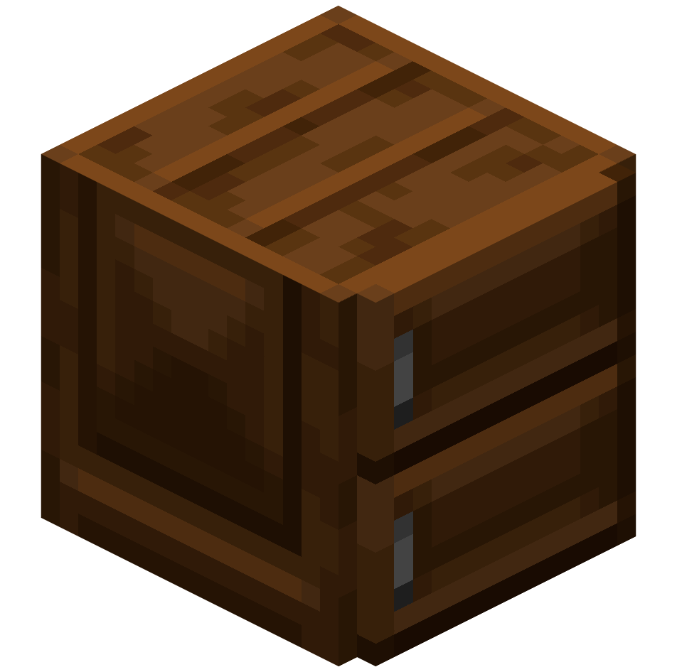 шкаф из темного дуба с 2 ящиками, dark oak 2 drawers cabinet — предмет ресурспака minecraft специально для сервера foxward