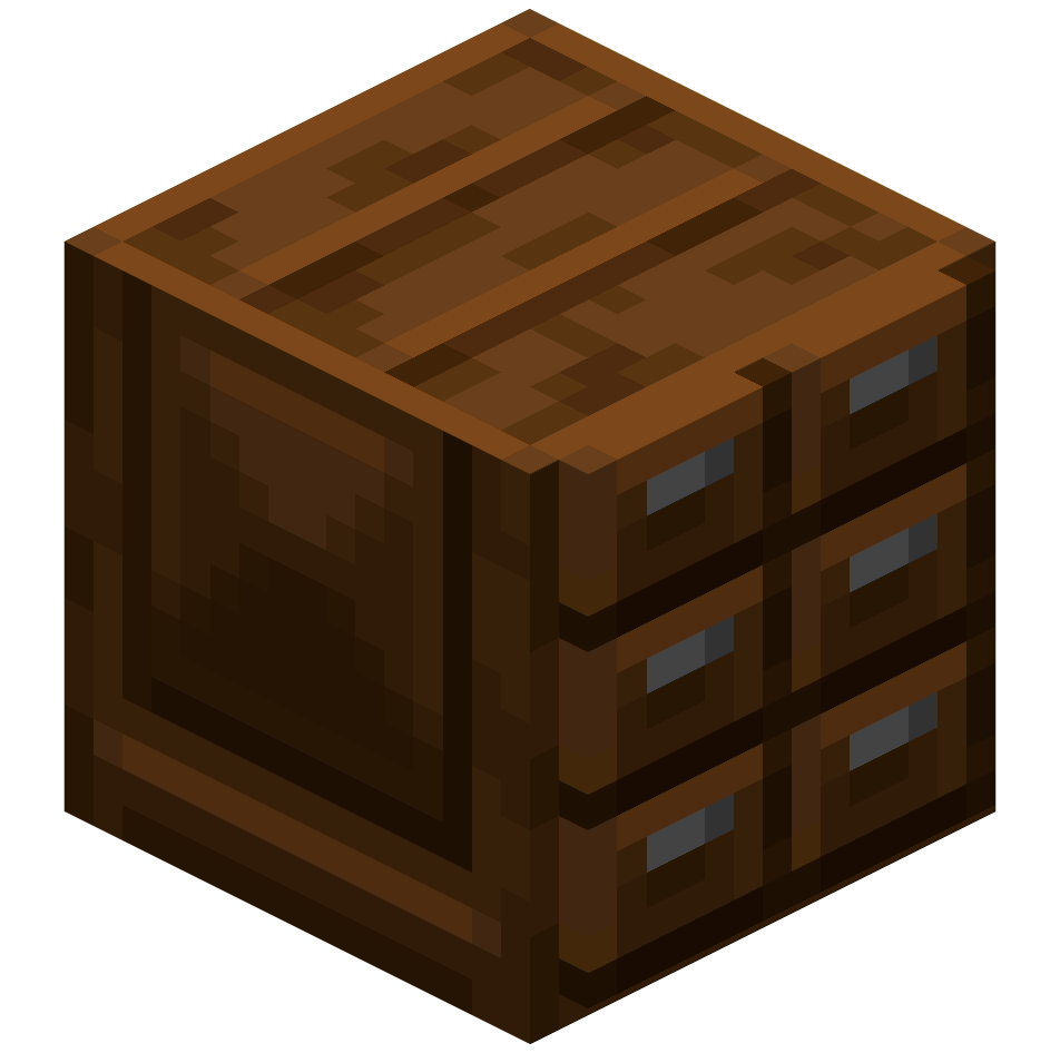 шкаф из темного дуба с 6 ящиками, dark oak 6 drawers cabinet — предмет ресурспака minecraft специально для сервера foxward