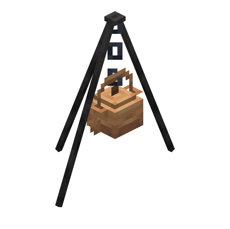подвешенный чайник, teapot tripod — предмет ресурспака minecraft специально для сервера foxward