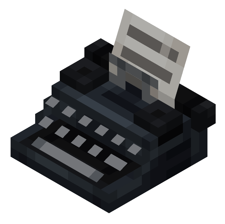 пишущая машинка, typewriter — предмет ресурспака minecraft специально для сервера foxward